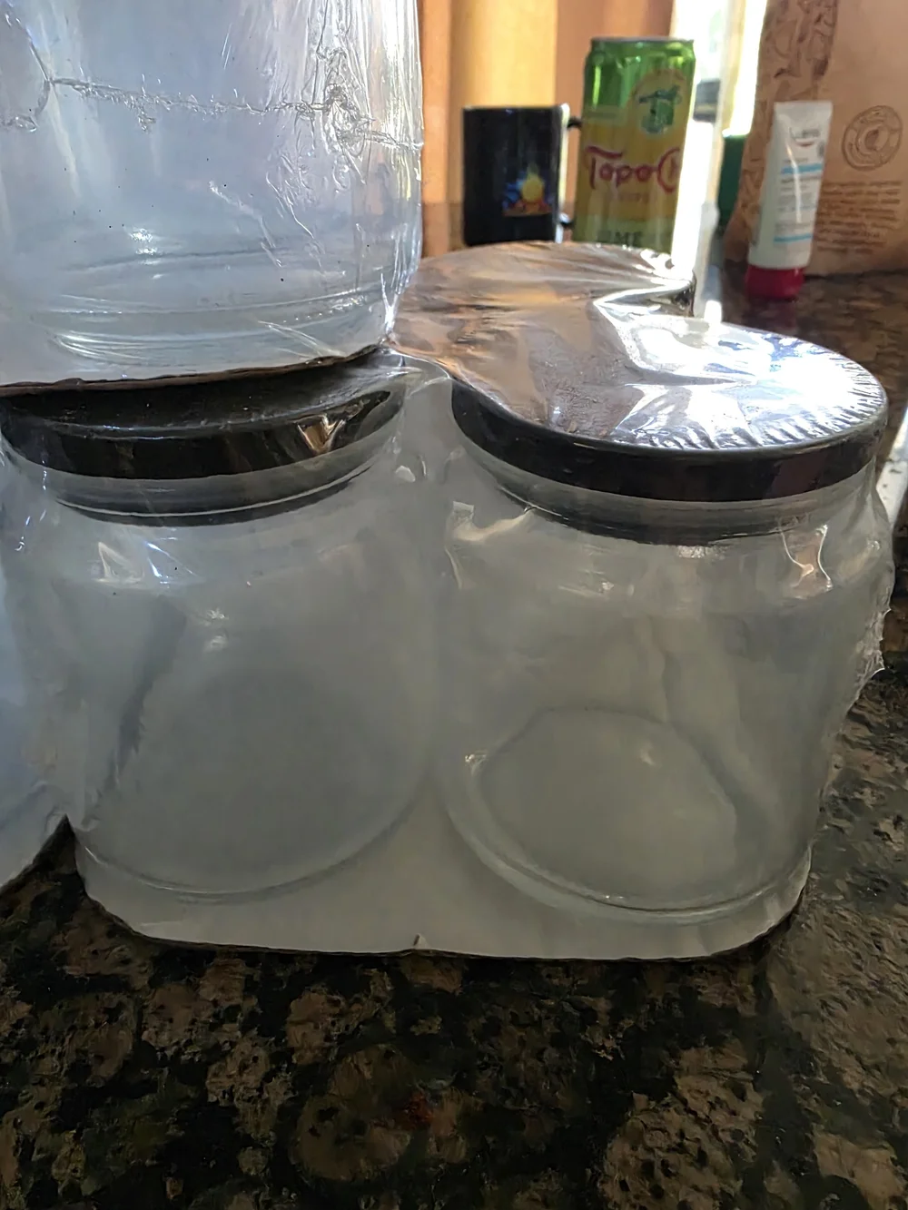 12 Target Bullseye Clear Glass Pantry Jars with Black Lids - Rare